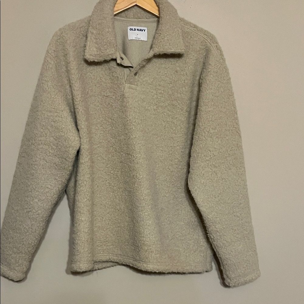 Old Navy Beige Fleece Teddy Sweater - Picture 1 of 10